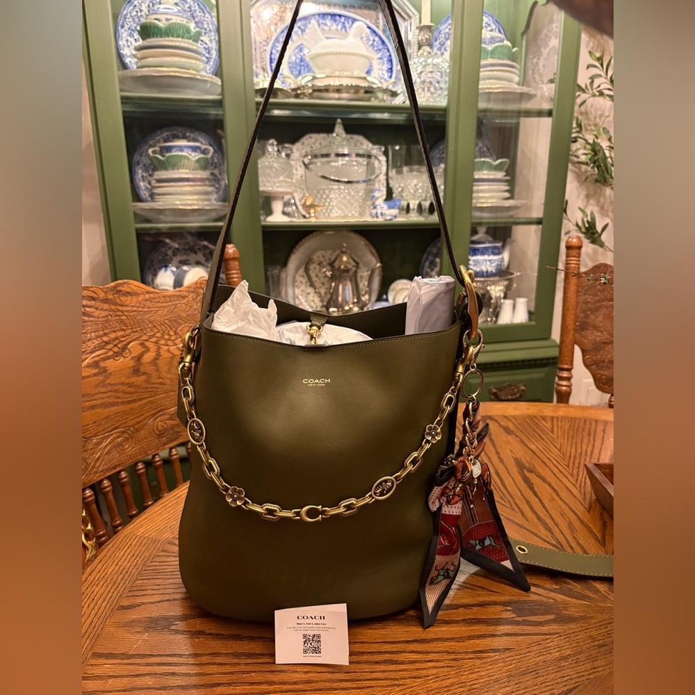 Coach Olive Green Leather Bleeker Bag